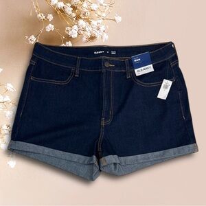 NWT Old Navy Medium Wash Denim 3" Inseam High-Rise Wow Blue Jean Shorts Size 14